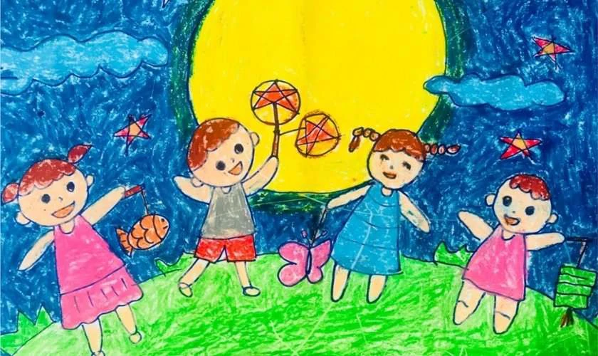 Mẫu vẽ tranh trung thu lớp 3 đáng yêu