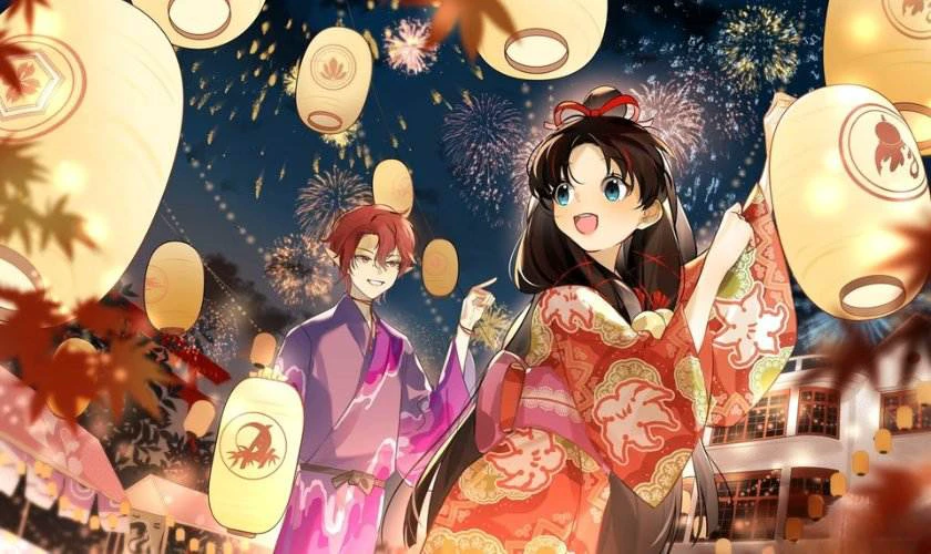 Mẫu vẽ tranh trung thu Anime đáng yêu