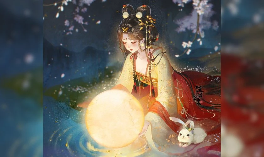Mẫu vẽ tranh trung thu Anime cảm xúc