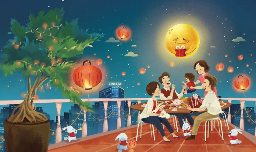 Mẫu vẽ tranh Trung thu cảm động
