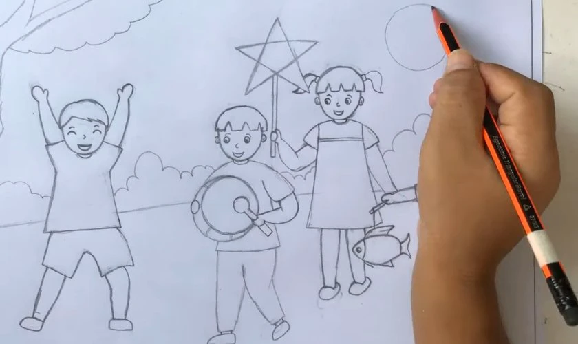 Vẽ chi tiết nhân vật và cảnh vật