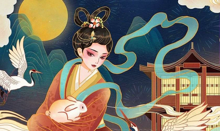 Vẽ tranh Tết Trung Thu có Chị Hằng ấn tượng