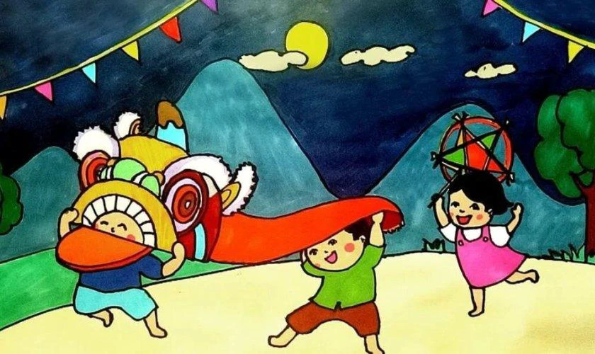 Tranh Trung thu 2025 đẹp, độc đáo, ấn tượng