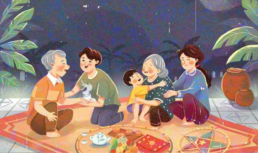 Vẽ tranh Trung Thu bên gia đình
