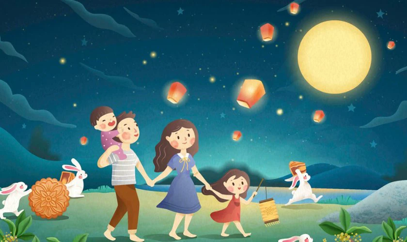 Đi rước lồng đèn cùng gia đình