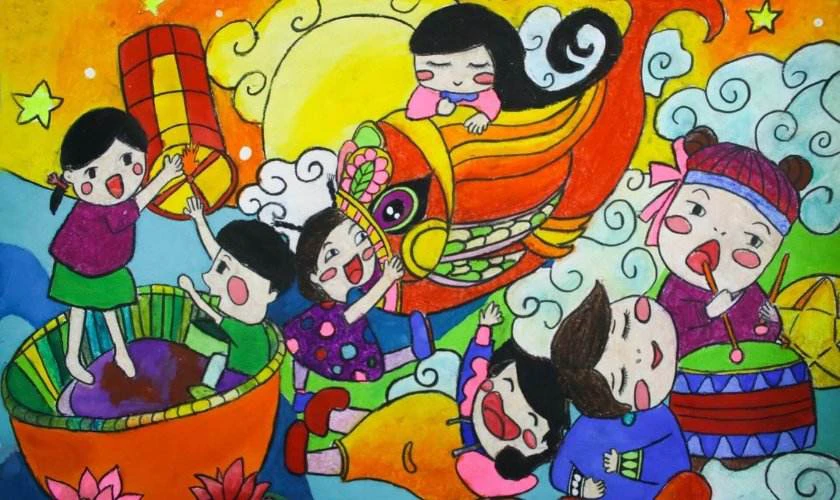 Mẫu vẽ tranh trung thu lớp 6 rõ nét