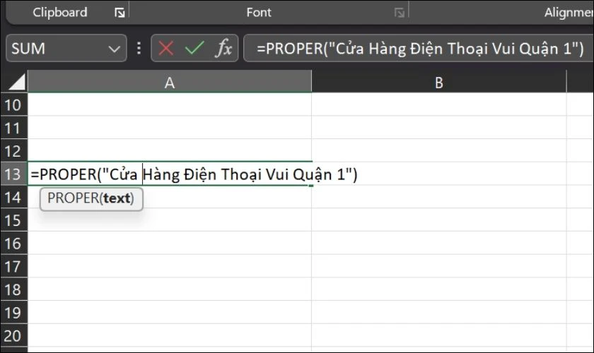 Cách dùng hàm PROPER viết hoa chữ cái đầu trong Excel