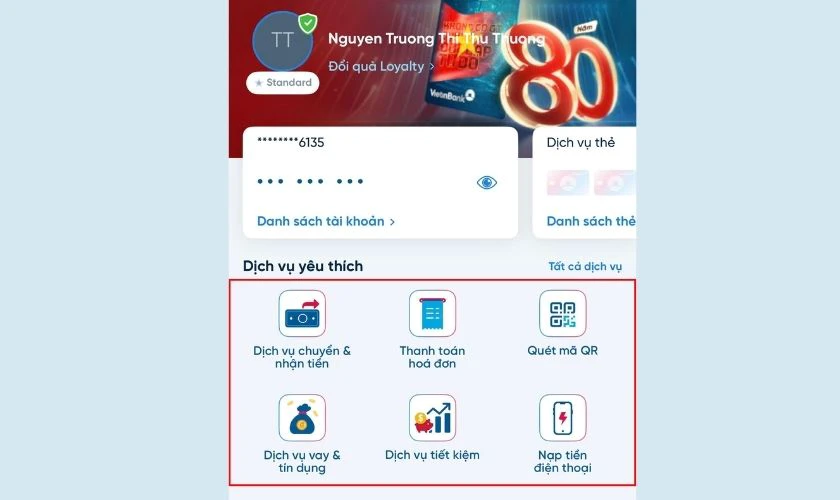 Tiện &iacute;ch khi đăng nhập th&agrave;nh c&ocirc;ng v&agrave;o VietinBank iPay