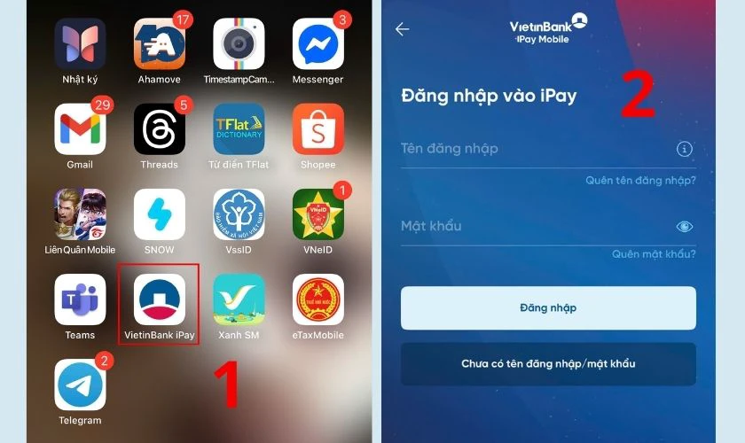 Mở ứng dụng VietinBank iPay