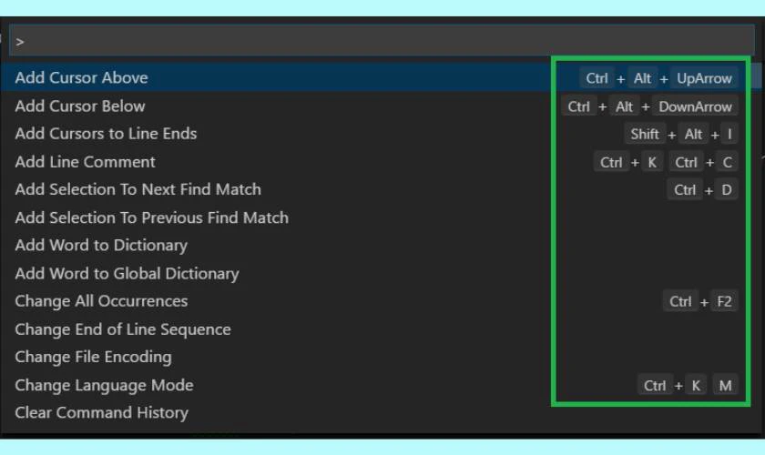 Các phím tắt Visual Studio Code
