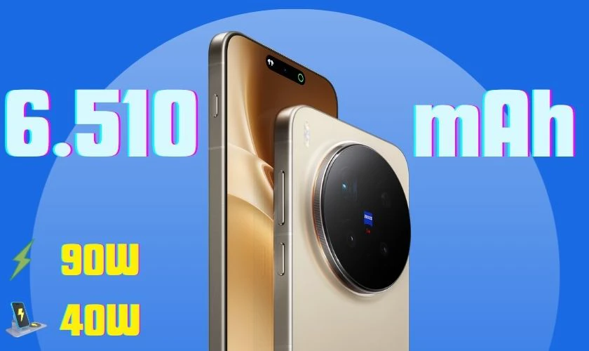 vivo X300 Pro trang bị sạc nhanh 90W
