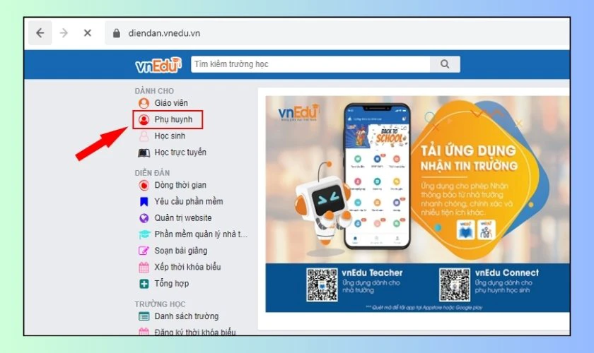 vnEdu.vn đăng nhập xem điểm như thế nào