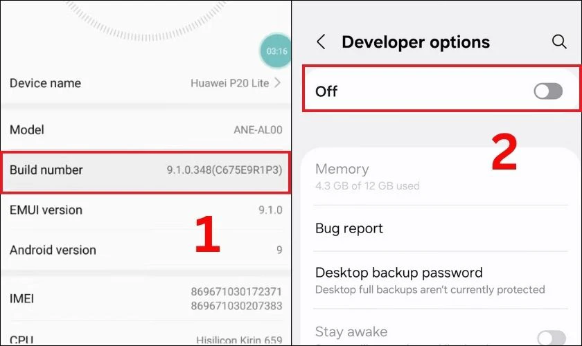 Tìm dòng Build number, sau đó nhấn liên tục 7 lần để bật tùy chọn nhà phát triển