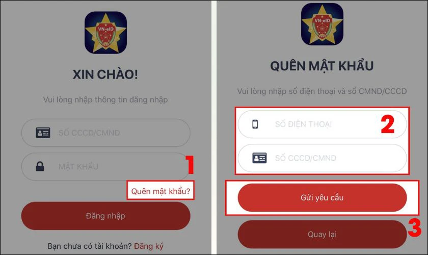 Đặt lại mật khẩu VNeID nếu quên hoặc nhập sai
