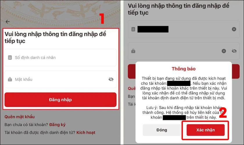 Trên thiết bị sẽ hiện thông báo để xác nhận đăng nhập, chọn Xác nhận