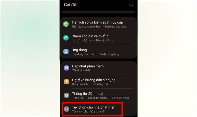 Tắt chế độ nhà phát triển trên thiết bị mới Android