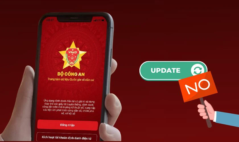 Ứng dụng VNeID chưa được cập nhật phiên bản mới nhất