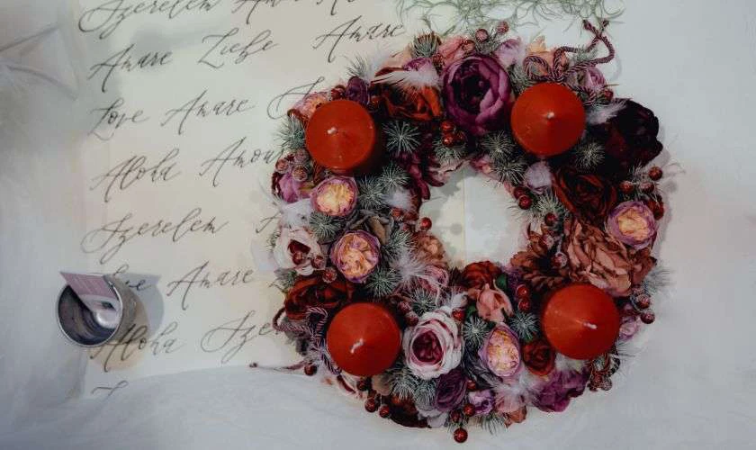 Hnh ảnh Christmas wreath trang trí Noel đơn giản