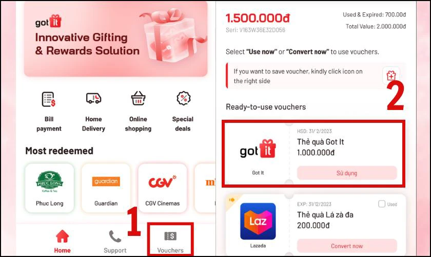 Cách sử dụng Voucher Got It