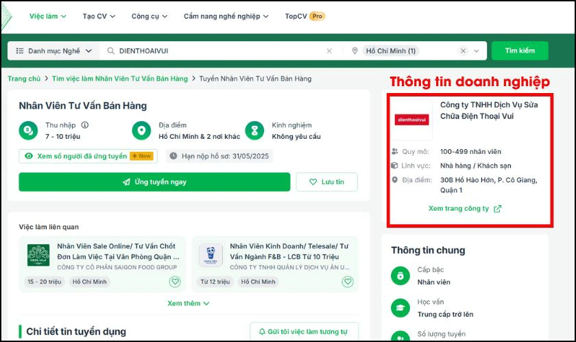 Có thông tin doanh nghiệp rõ ràng, công khai