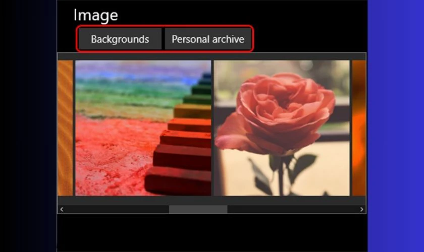 Chọn hình nền cho sự kiện tại mục Image