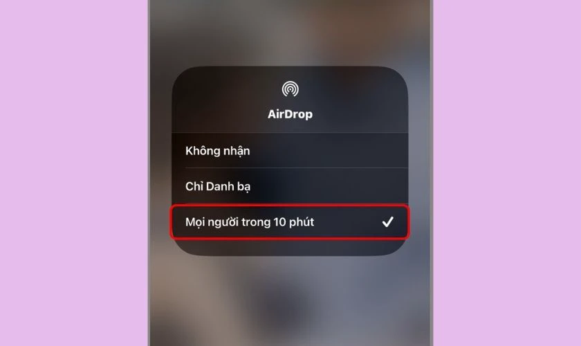 Chọn mục Mọi người trong 10 phút