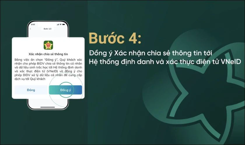 Nhấn “Đồng ý chia sẻ thông tin cá nhân” từ ngân hàng sang VNeID
