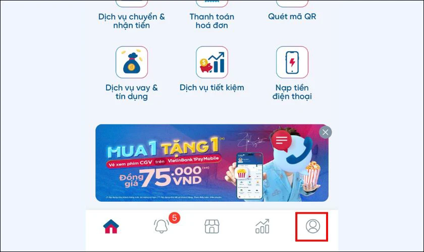 Truy cập phần Cài đặt hoặc Tài khoản