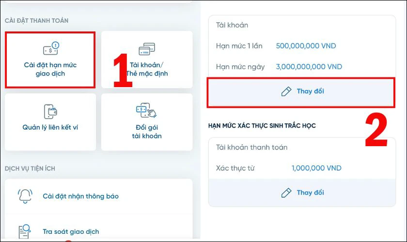 Cách thay đổi hạn mức chuyển tiền VietinBank