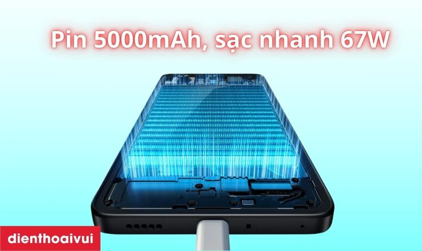 Pin 5000mAh, sạc nhanh 67W