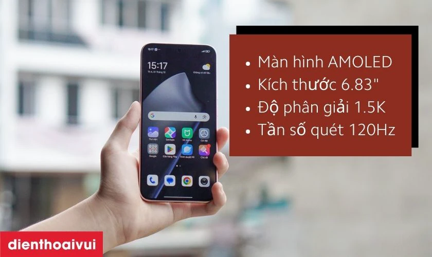 M&agrave;n h&igrave;nh AMOLED 6.83 inch 120Hz hiển thị sắc n&eacute;t