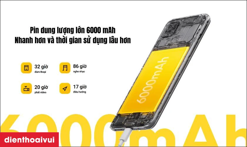Pin dung lượng lớn 6000mAh