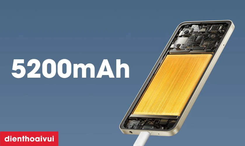 Pin 5200mAh, hỗ trợ sạc nhanh 15W tiết kiệm thời gian nạp pin