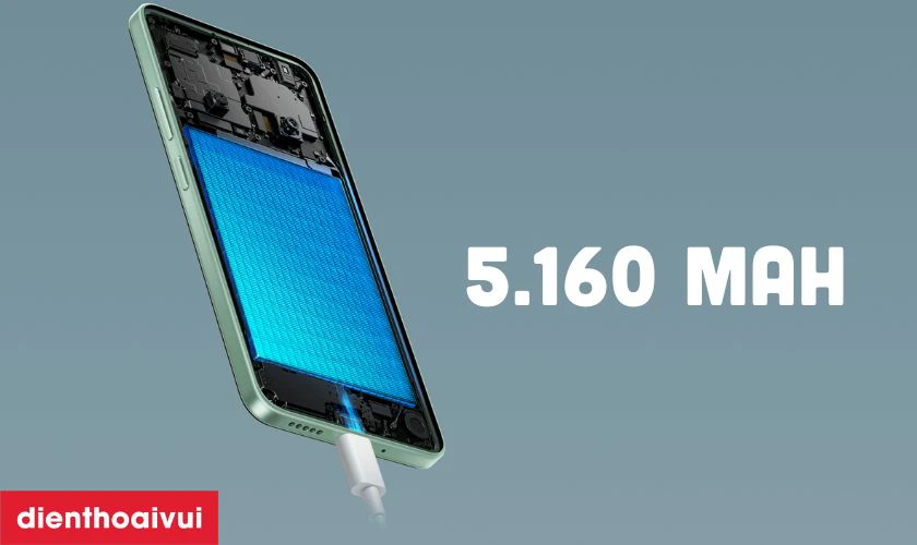 Pin dung lượng lớn 5.160 mAh, sạc nhanh 18W qua USB-C