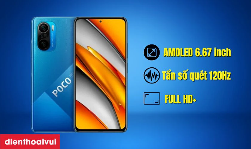 Xiaomi POCO F3 6GB 128GB - Cũ Trầy Xước có màn hình AMOLED sắc nét