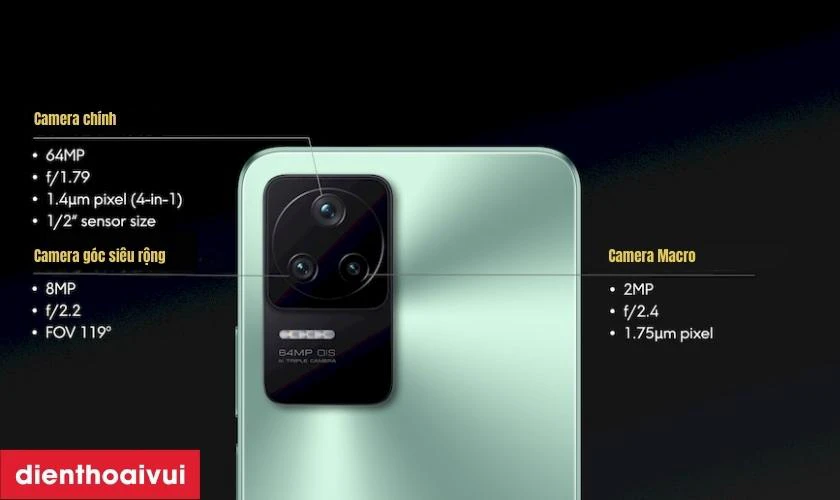 Camera 64MP chống rung OIS