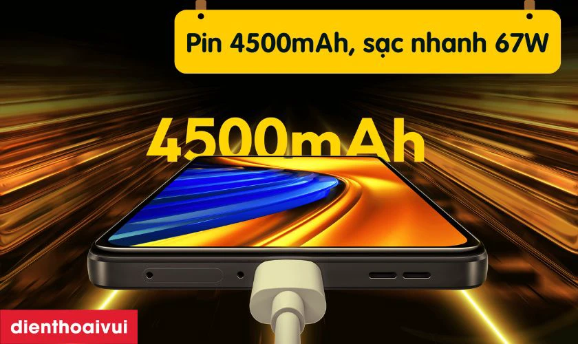 Pin 4500mAh kết hợp sạc nhanh 67W bền bỉ cả ngày