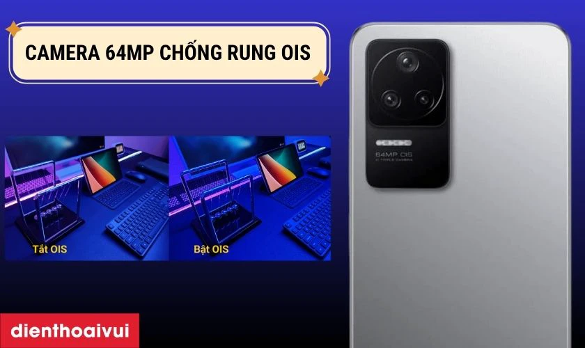 Camera 64MP chống rung OIS th&ocirc;ng minh