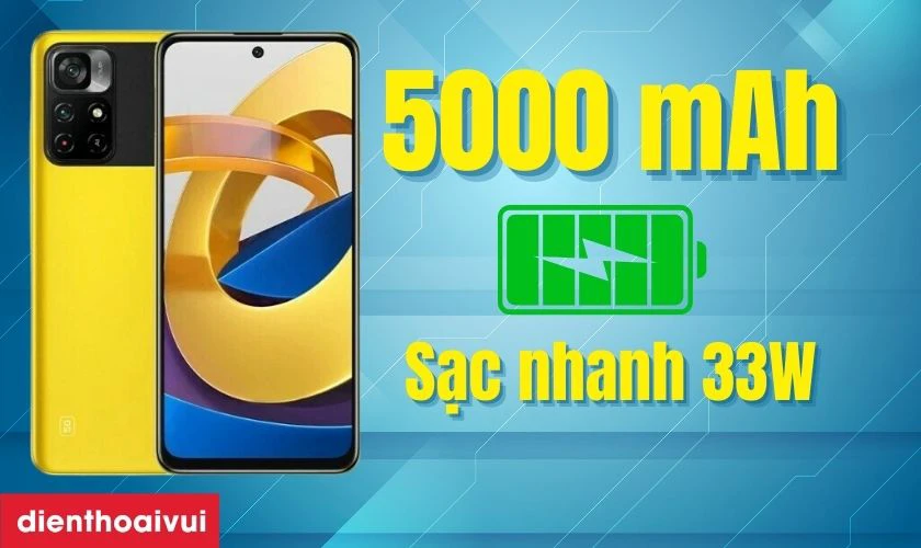 Pin 5000mAh, sạc nhanh 33W