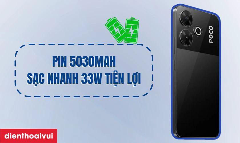 Pin 5030mAh và sạc nhanh 33W tiện lợi