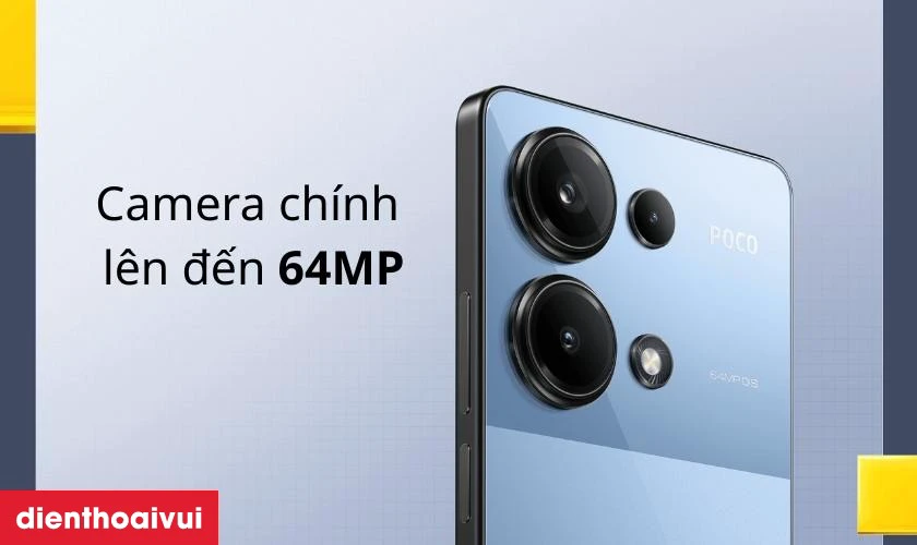Camera ch&iacute;nh l&ecirc;n đến 64MP