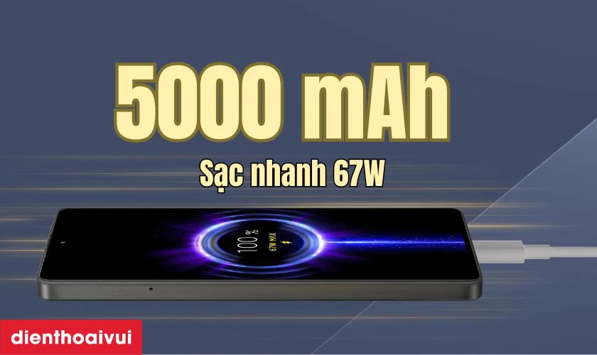 Pin 5000mAh k&egrave;m sạc nhanh 67W