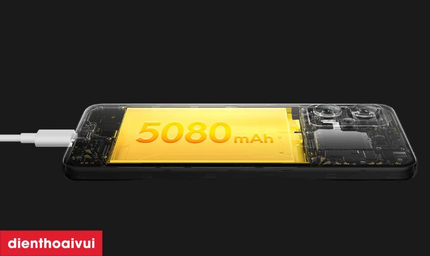 Pin dung lượng 5080mAh bền bỉ, hỗ trợ sạc nhanh 67W