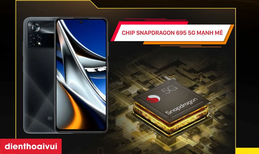 Hiệu năng mạnh mẽ với Snapdragon 695 5G v&agrave; RAM 6GB