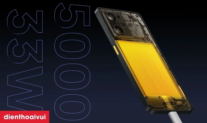Pin 5000mAh, hỗ trợ sạc nhanh 67W
