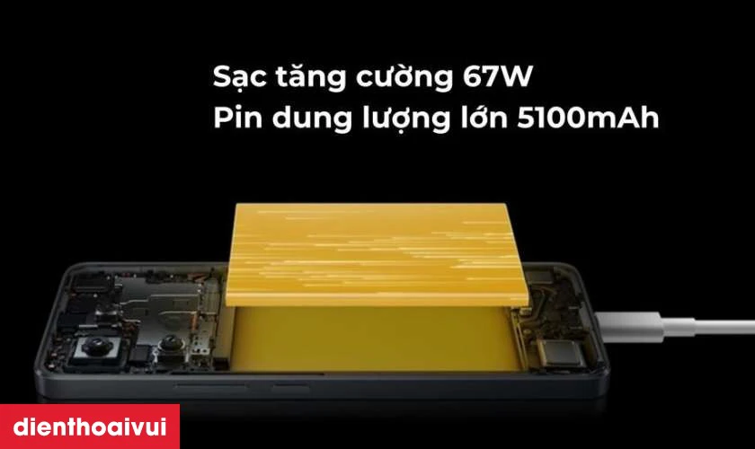 Pin 5100mAh sạc nhanh 67W