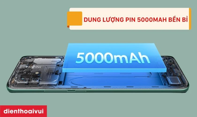 Pin 5000mAh bền bỉ, hỗ trợ sạc nhanh 18W