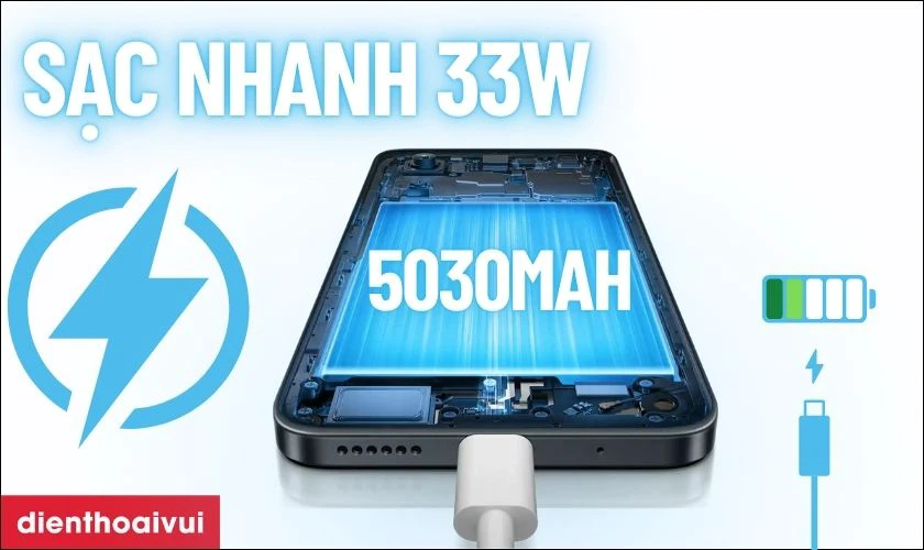 Pin 5030m Ah với sạc nhanh 33W