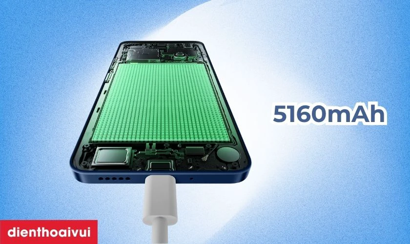 Pin dung lượng lớn 5.160 mAh kết hợp sạc nhanh 18W