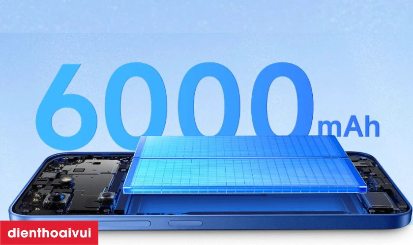 Pin dung lượng lớn 6000mAh, hỗ trợ sạc nhanh 33W